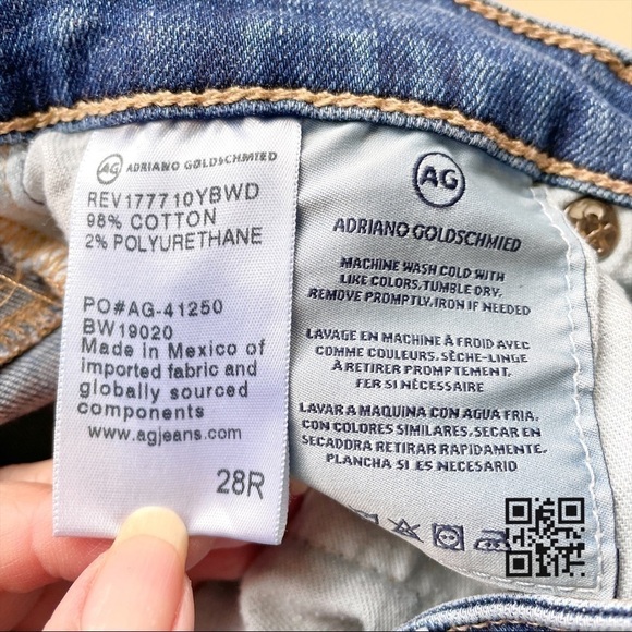 AG Adriano Goldschmied Blue Distressed Farrah High Rise Skinny Ankle Jeans - 28R - Picture 6 of 10